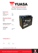 Yuasa 12V Maintenance Free VRLA Battery - YTB9(WC) - 4 Year Warranty