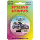 Castle Promotions Single Stripe - Black - 6mm - 10m Length - CPS02BK
