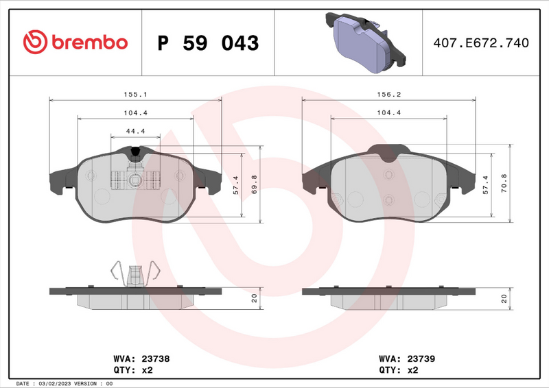 Brembo Brake Pad Set - P59043