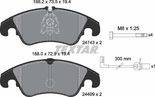 Audi, Brake Pad Set - Textar 2474301