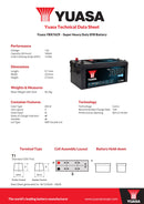 Yuasa 12V 185Ah 1230A Super Heavy Duty EFB Battery - YBX7629 - 4 Year Warranty
