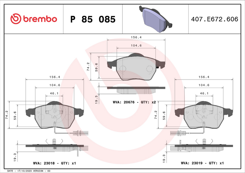 Brembo Brake Pad Set - P85085