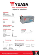 Yuasa 230Ah 1350A Battery Dual Leisure & Marine  - DLMC-230 - 4 Year Warranty