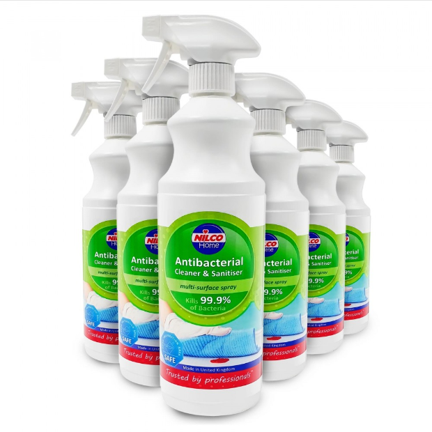 Nilco SVTN1LABRT Antibacterial Cleaner and Sanitiser 1 Litres Multi-Surface Spray x 6 - BRGSVTN1LABRT