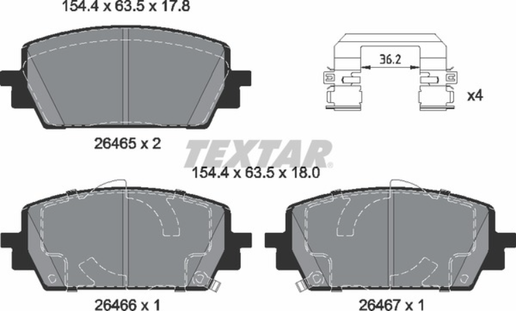 GENESIS; HYUNDAI; KIA, Brake Pad Set - Textar 2147601