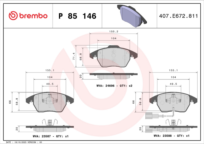 Brembo Brake Pad Set - P85146