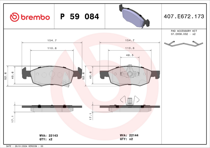 Brembo Brake Pad Set - P59084
