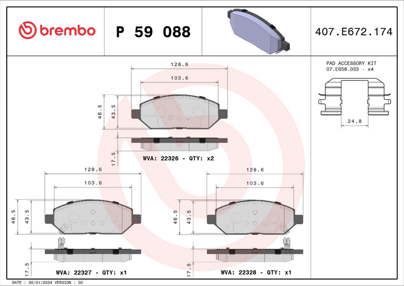 Brembo Brake Pad Set - P59088