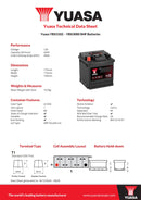 Yuasa 12V 42Ah 390A SMF Battery - YBX3102 - 4 Year Warranty