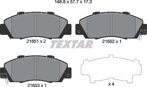 ACura Honda Rover, Brake Pad Set - Textar 2165101