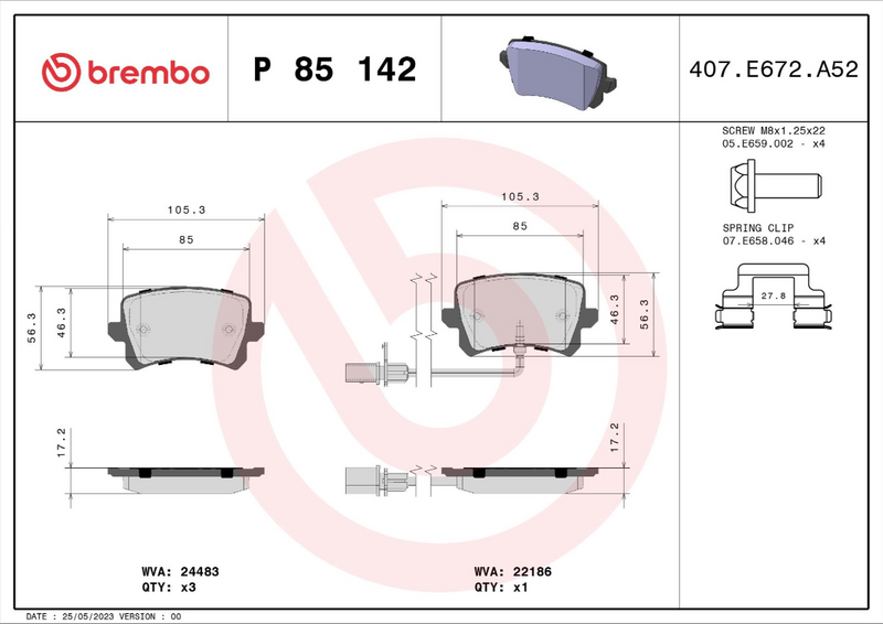 Brembo Brake Pad Set - P85142