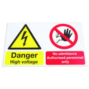 Laser Safety Sign - Danger High Voltage No Admittance - 500 x 300mm - 6639