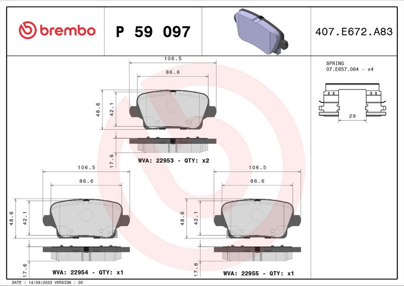 Brembo Brake Pad Set - P59097