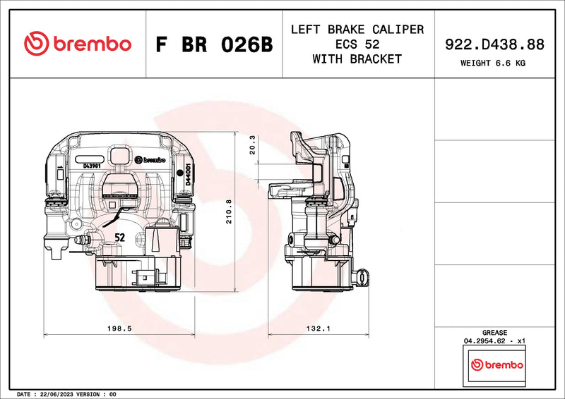 Brembo F BR 026B LCV brake calipers for commercial vehicles - FBR026B