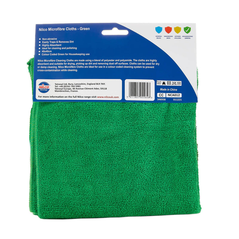 Nilco Microfibre Cloths Green - 5 Pack - TETNCA012