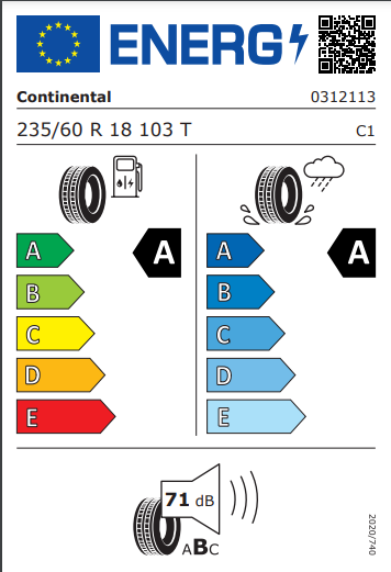 235 60 18 103T Continental Eco Contact 6 Tyres x2 Pair