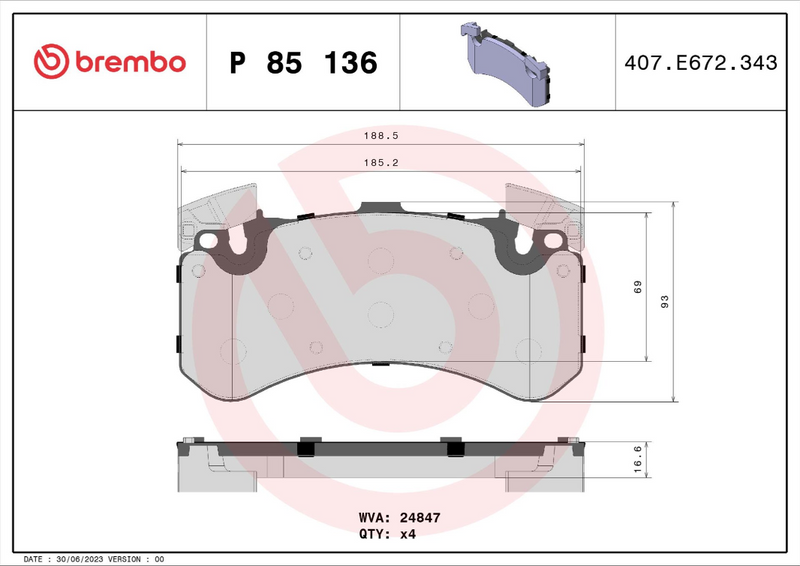 Brembo Brake Pad Set - P85136