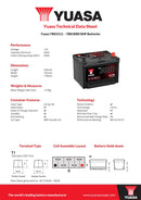 Yuasa 12V 50Ah 530A SMF Battery - YBX3111 - 4 Year Warranty