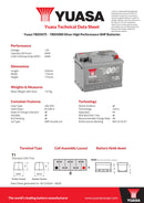 Yuasa 12V 60Ah 640A Silver High Performance SMF Battery - YBX5075 - 4 Year Warranty