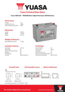 Yuasa 12V 100Ah 830A  Silver High Performance SMF Battery - YBX5335 - 4 Year Warranty