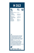 Bosch Rear Wiper Blade - 300mm - H312
