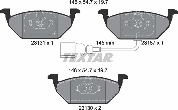 Audi Seat Skoda VW, Brake Pad Set - Textar 23131012314402