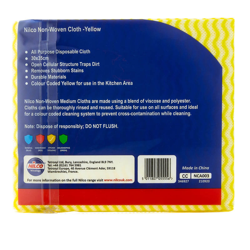 Nilco Non-Woven Cloths Medium Yellow - 20 Pack - TETNCA003