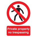 Private Property Sign - Rigid Polypropylene - 210mm x 148mm - FPH05551R