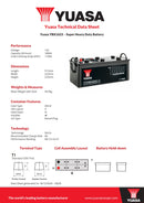 Yuasa 12V 180Ah 1100A Super Heavy Duty Battery - YBX1623 - 4 Year Warranty