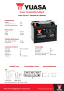Yuasa 12V 72Ah 600A Battery - YBX1072 - 4 Year Warranty
