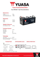 Yuasa 12V 180Ah 1100A Super Heavy Duty Battery - YBX1620 - 4 Year Warranty