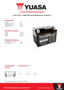 Yuasa YTZ4V 12V High Performance Maintenance Free Battery