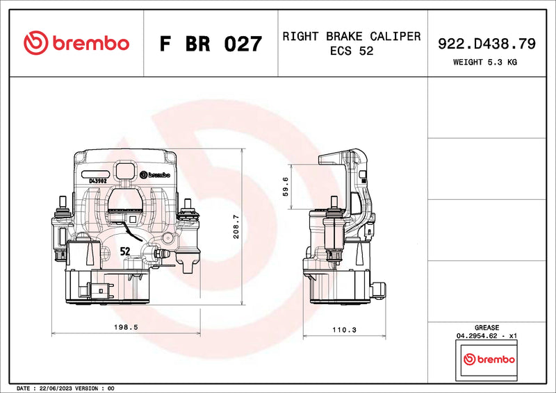 Brembo F BR 027 LCV brake calipers for commercial vehicles - FBR027