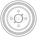 Borg & Beck Brake Drum (Single) - BBR7217 fits Toyota Yaris 01/06-