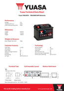 Yuasa 12V 62Ah 550A SMF Battery - YBX3078 - 4 Year Warranty