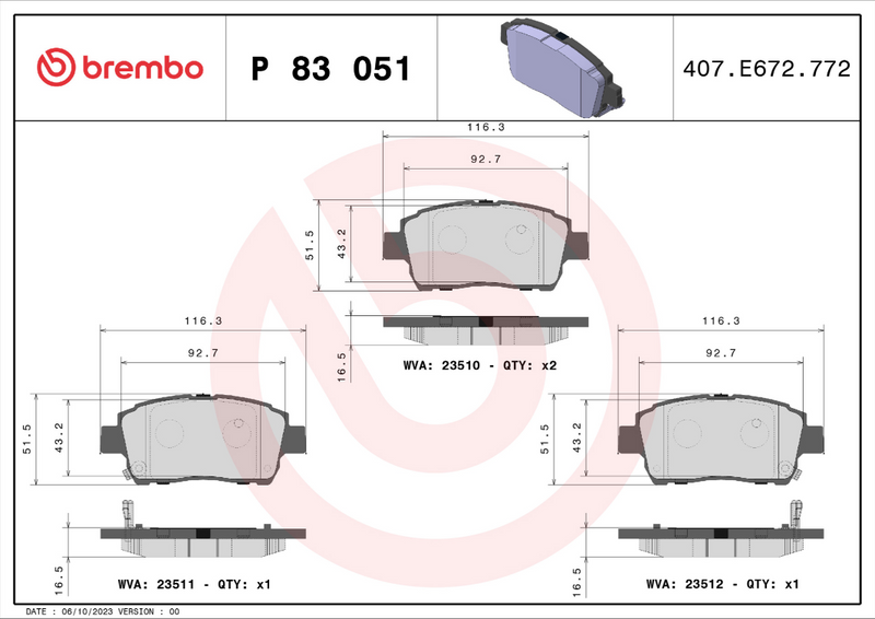 Brembo Brake Pad Set - P83051