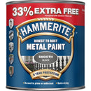 Hammerite Direct To Rust Metal Paint - Smooth Black - 750ml +33% EF - 5158235