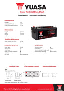 Yuasa 12V 180Ah 1175A Super Heavy Duty Battery - YBX3629 - 4 Year Warranty