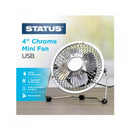 Status Chrome Portable USB Mini Metal Desk Fan - 4in. - SUSBCRMWFAN1PKB4