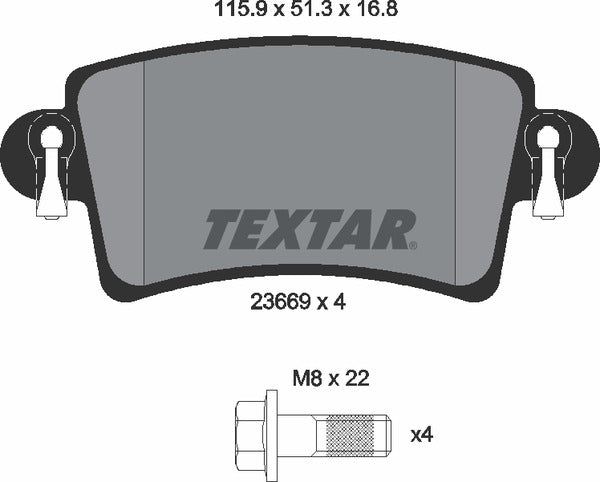 Nissan Opel Renault Vauxhall, Brake Pad Set - Textar 23669012162601