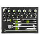 Carlyle Hand Tools 21pc 1/2 Drive 6 point socket set 10mm to 24mm - CSS12021M