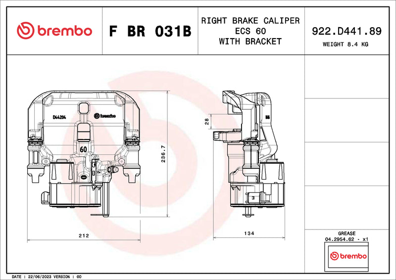 Brembo F BR 031B LCV brake calipers for commercial vehicles - FBR031B