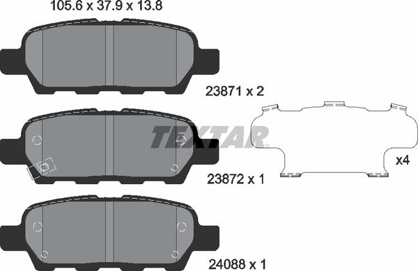Infiniti Nissan Renault, Brake Pad Set - Textar 2387101