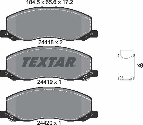 Opel Saab Vauxhall, Brake Pad Set - Textar 2441801