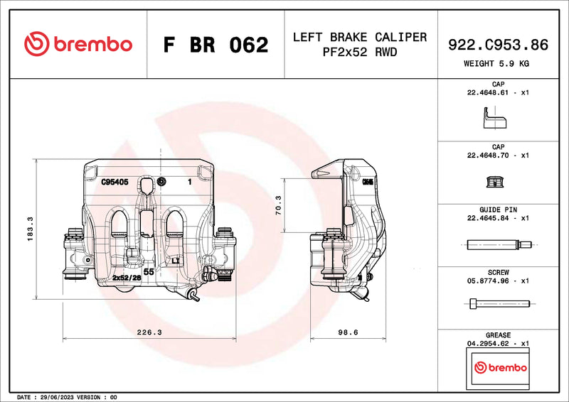 Brembo F BR 062 LCV brake calipers for commercial vehicles - FBR062