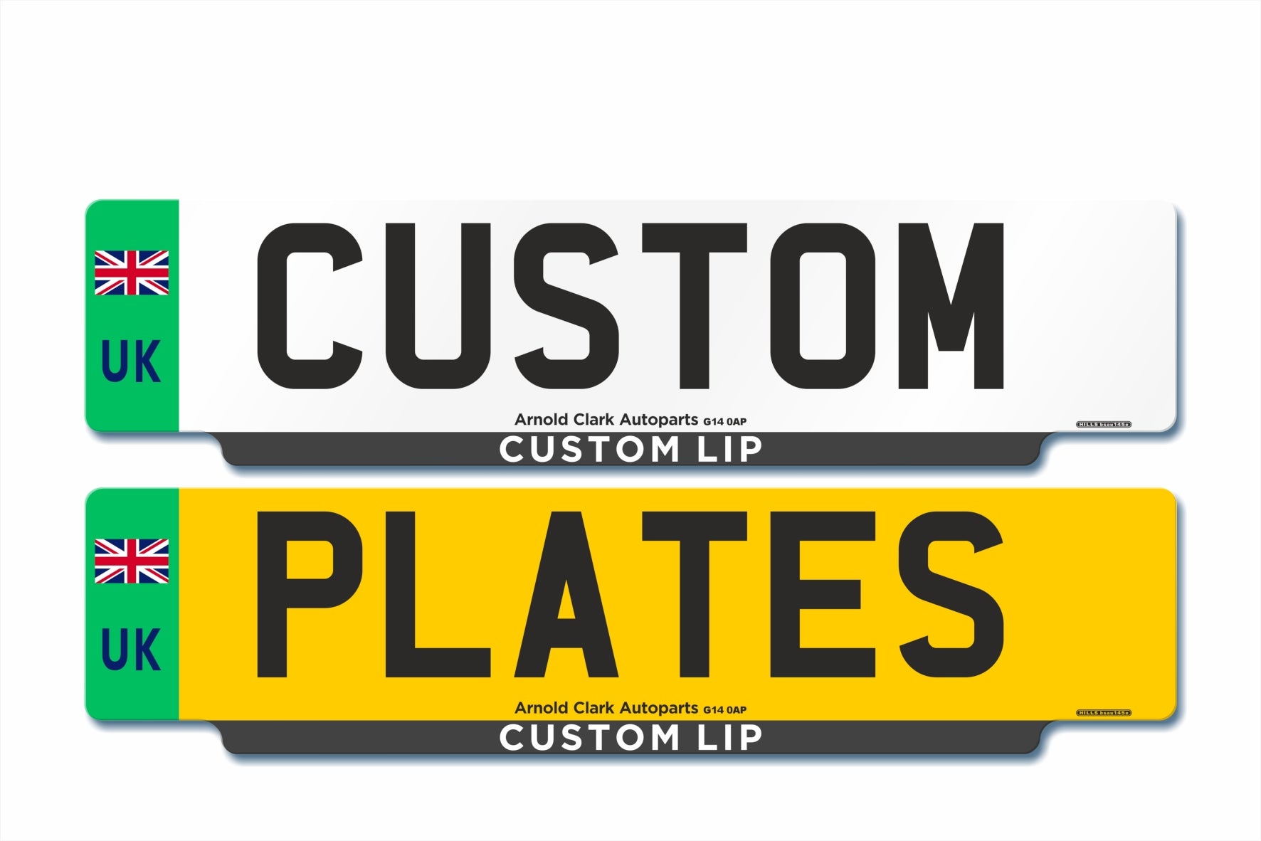 Pair of Standard Lipped Travel EV Aluminium Eco Number Plates 520 X 127 ...