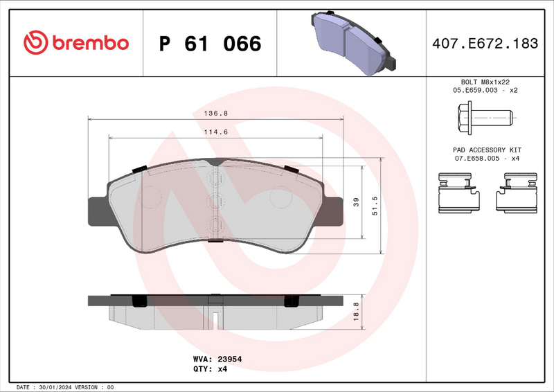 Brembo Brake Pad Set - P61066