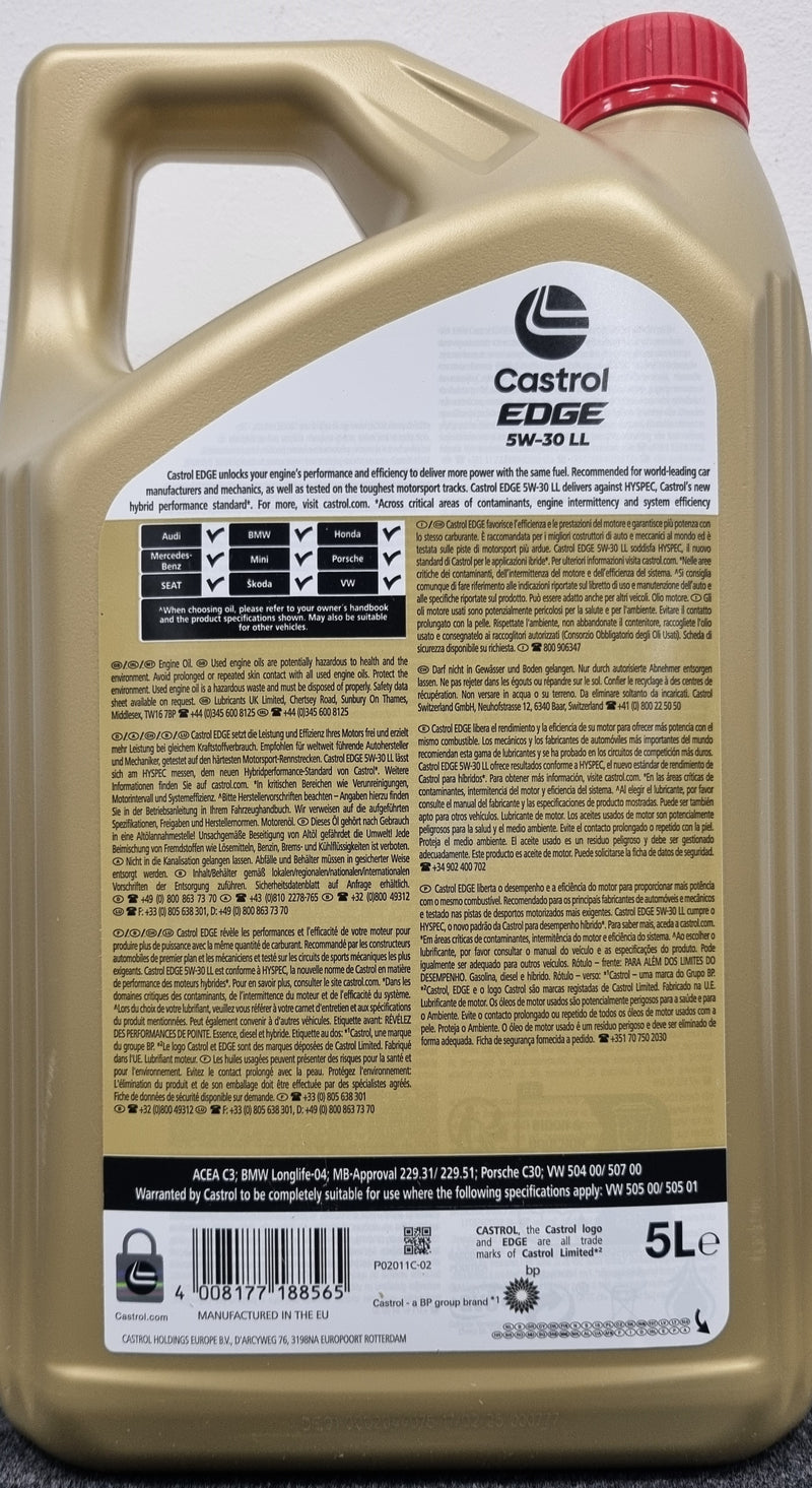 Castrol EDGE 5W-30 LL Engine Oil 5L - 15F7E7