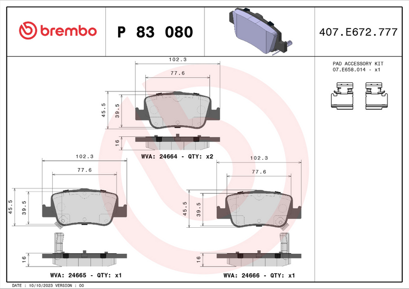 Brembo Brake Pad Set - P83080