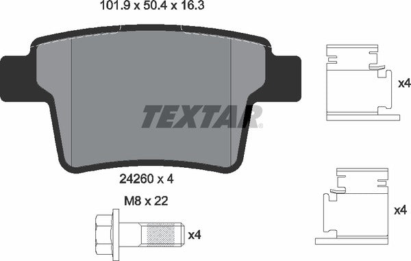 Ford Jaguar, Brake Pad Set - Textar 2426001